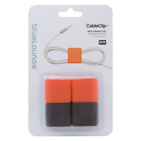 4pk CableClip Multi-Purpose Clips Medium Orange/Gray - BlueLounge - image 1 of 3