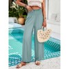 Clearlove Women Summer Elastic High Waisted Cotton Linen Palazzo Pants Wide Leg Long Lounge Pant Trousers with Pocket - 3 of 4