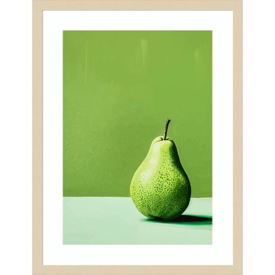 Green Pear Print with Natural Wood Frame, 19 x 25 Inches