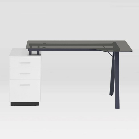 Techni Mobili Contemporary Desk with 3 Storage Drawers, White