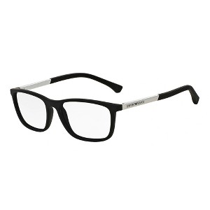 Emporio Armani EA 3069 5063 Unisex Rectangle Eyeglasses Rubber Black 55mm - 1 of 3