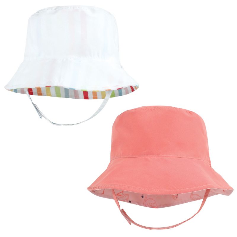 Hudson Baby Infant Girl Sun Protection Hat, Flamingo Rainbow Stripe, 3 of 8
