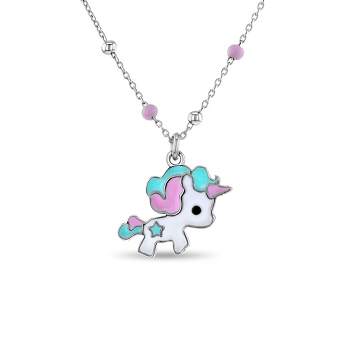 Girls' Pastel Enamel Unicorn Sterling Silver Necklace - In Season Jewelry