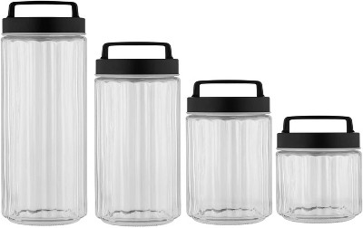 Amici Home Kitchen Supplies Glass Canister, Metal Lid For Kitchen & Pantry  Dry Food Storage, Set Of 3 Sizes,18, 28, And 36 Oz : Target