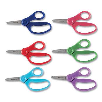Fiskars Kids Scissors, Pointed Tip, 5" Long, 1.75" Cut Length, Straight Handles, Randomly Assorted Colors