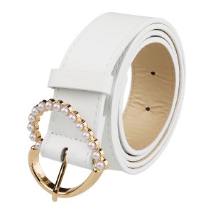 INSPIRE CHIC Women's Solid Color Heart-Shaped Buckle with Beads Belts - 1 of 4