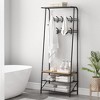 Whizmax Coat Rack Shoe Bench with 5/10 Hooks, Hall Trees Entryway Bench with Storage for Entryway, Living Room, Bedroom, Brown - 3 of 4