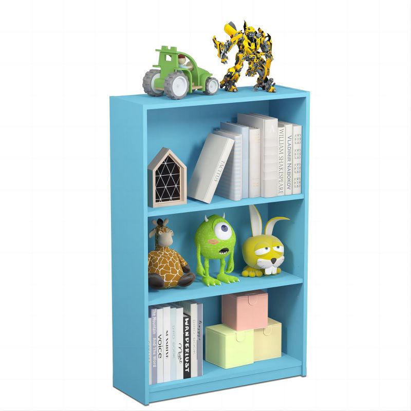 Furinno JAYA Simple Home 3-Tier Adjustable Shelf Bookcase, Light Blue, 2 of 5