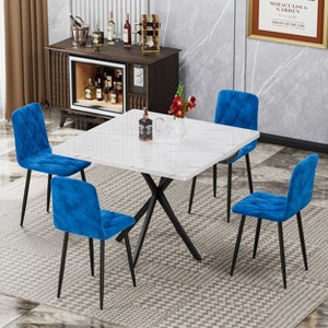 CAVINAS Modern Velvet Dining Chairs Set of 4,High Back Dining Room Chairs with Metal Legs,Kitchen Chairs Set of 4 for Dining Table,15.80"x15"x34.70" - 1 of 4