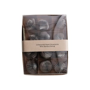 Storied Home Decorative Paper Folding Honeycomb Ornaments with DIY Garland String, Grey Color, Set of 12 - 1 of 4