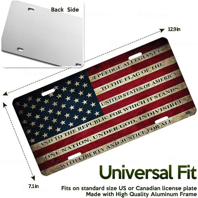 Zone Tech Tactical USA Flag License Plate - Premium Quality Thick Durable Novelty American Patriotic Pledge of Allegiance Car Tag Plate Cover, 4 of 9