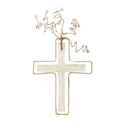 Transpac Wire/Resin Clear Cross w/Pearls Home Decorations Spring