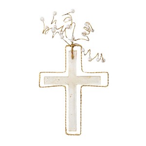Transpac Wire/Resin Clear Cross w/Pearls Home Decorations Spring - 1 of 1
