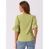 INSPIRE CHIC Women's Ruffle V Neck Puff Sleeve Summer Casual Chiffon Peasant Top - 4 of 4