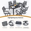 7-Piece Outdoor Patio Aluminum Dining Set with 67" Rectangular Table, 6 Swivel Rocker Chairs, and Umbrella Hole - 3 of 4