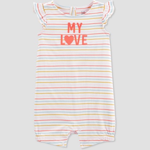 Baby Girls My Love Romper Just One You Made By Carter S Yellow Pink Target