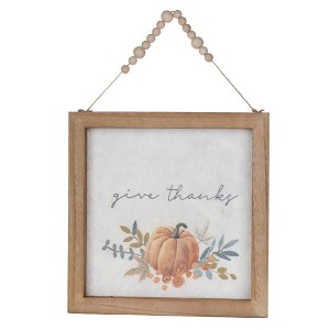 Pumpkin Frame Wall Art, Set of 2 – 11.75"L Harvest "Give Thanks" & "Be Grateful" Decor by Melrose - 1 of 3