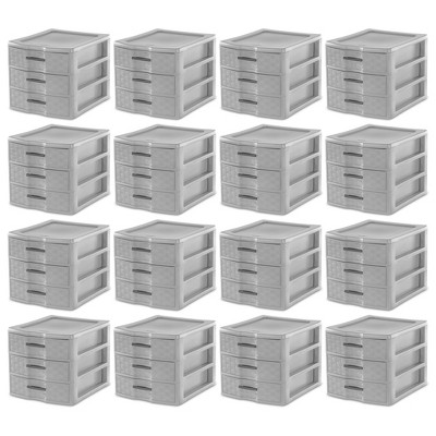 Sterilite Medium Weave 3 Drawer Storage Unit Versatile Organizer Plastic Container for Home Desktop, Countertops, and Closets