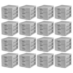 Sterilite Medium Weave 3 Drawer Storage Unit Versatile Organizer Plastic Container for Home Desktop, Countertops, and Closets - 1 of 4