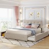 NicBex Queen Size Linen Upholstered Platform Bed with 2 Drawers and 1 Twin XL Trundle for Adults/Boys/Girls - 2 of 4