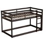 Sapphtopaz Twin Over Twin Wood Bunk Bed with Ladder & High Guardrail,Space-Saving Floor Bed for Kids Bed Frame with Slats for Bedroom - 4 of 4