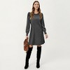 Anna-Kaci Women's Ribbed Knit Long Sleeve Dress with Puff Shoulder Detail and Relaxed A-Line Silhouette - 2 of 4