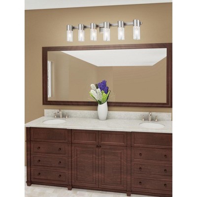 Midtown Brushed Nickel 6-Light Vanity with Clear Fluted Glass