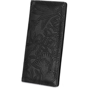 BEAFUP Floral Carved Ladies Long Wallet,with 11 Credit Card Slots and 1 Clear Windows,Bifold Leather RFID Blocking Designer Credit Card Holder - 1 of 4