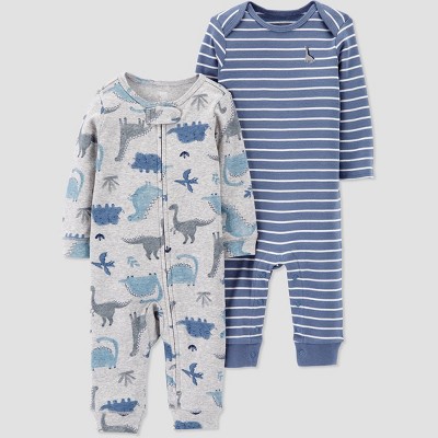 Image of Baby Boys' 2pk Dino Coveralls - Just One You® made by carter's Gray/Blue 6M