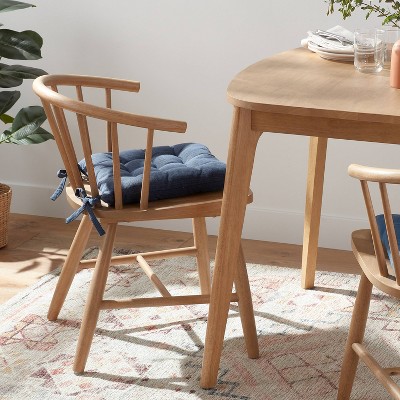 Denim Solid Chair Pad Seat Cushion Blue - Threshold™: Indoor Kitchen Chair Cushions, Cotton & Polyester, 15x15