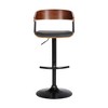 Armen Living Larisa Upholstered Adjustable Barstool Black and Walnut - 3 of 4