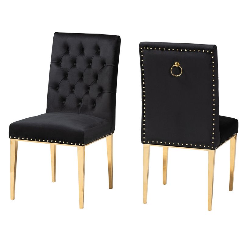 Baxton Studio Caspera Contemporary Glam and Luxe Velvet Fabric and Metal Dining Chair Set, 2 of 10