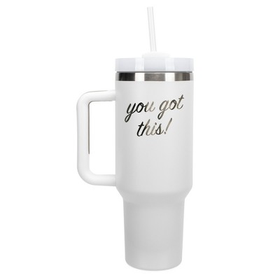 Elanze Designs You Got This! Motivation 40 oz. Stainless Steel, Large Water Bottle Coffee Mug, Spill & Leak Resistant, Thermal Travel Tumbler with