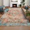 Washable Vintage Floral Living Room Bedroom Rugs, Distressed Print Large Carpet for Dining Room Office, Retro Accent Floor Cover - 2 of 4