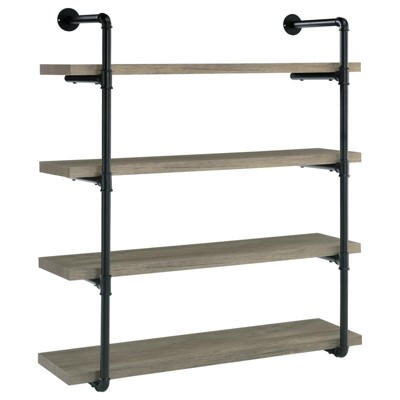 Vynxaria Black Decorative Wall Shelf with Industrial Pipe Design