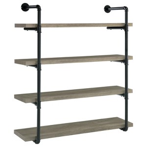 Vynxaria Black Decorative Wall Shelf with Industrial Pipe Design - 1 of 4