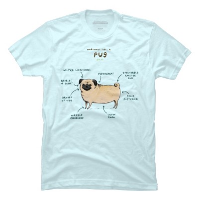 Men's Design By Humans Anatomy of a Pug By SophieCorrigan T-Shirt