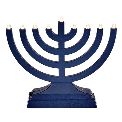 Rite Lite 6" LED Battery Operated Hanukkah Menorah - Navy Blue