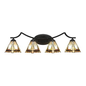 Toltec Lighting Zilo 4 - Light Vanity in  Matte Black with 7" Zion Art Glass Shade - 1 of 1