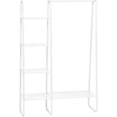 Iris metal garment online rack with wood shelf