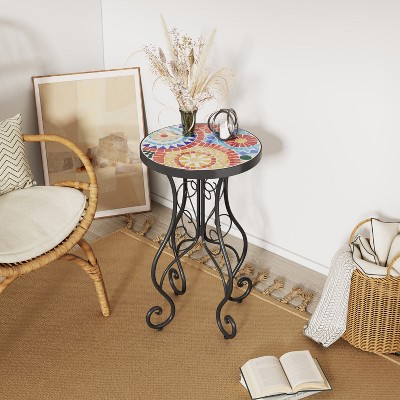 DOMETOUR Outdoor Side Table, Colorful+Black
