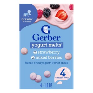 Gerber Baby Food Strawberry & Mixed Berries Freeze-Dried Yogurt Melts Baby Snacks Variety Pack - 4oz - 1 of 4