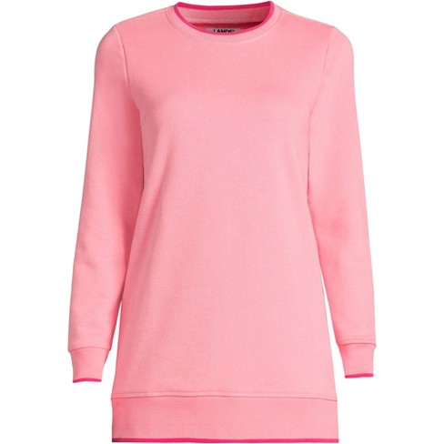 Lands' End Women's Serious Sweats Crewneck Long Sleeve Sweatshirt Tunic -  Large - Salt Washed Pink/hot Pink Mix : Target