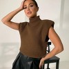 Womens Turtle Neck Cap Sleeve Sweater Vest Rib Knit Sweater Tops Pullover Sleeveless Sweater Chunky Sweater Tank Top - 3 of 4