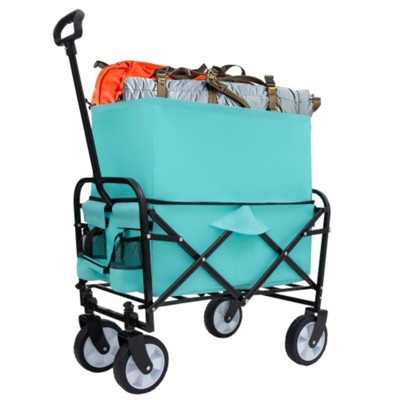 FURNIinspire Outdoor Serving Carts Utility Park Garden Cart Tool Customized Color Folding Camping Trolley Outdoor Beach, Blue, 25.98"*17.32"*37.4"