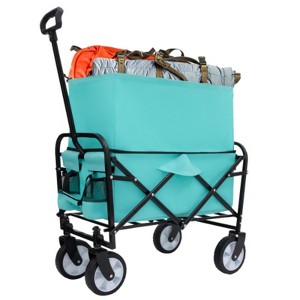 FURNIinspire Outdoor Serving Carts Utility Park Garden Cart Tool Customized Color Folding Camping Trolley Outdoor Beach, Blue, 25.98"*17.32"*37.4" - 1 of 4