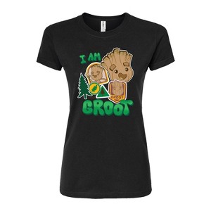 Women's - Marvel - Guardians of the Galaxy Groot Sticker Fitted Graphic T-Shirt - 1 of 2