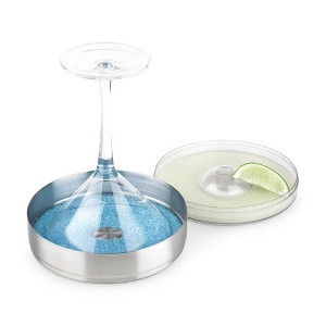 Final Touch 1 Tier Cocktail Rimmer with Lid - Stainless Steel Glass Sugar & Salt Rimmer, Versatile Garnish Tray - Essential Barware Tool - 1 of 4