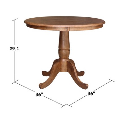 Elegant Distressed Oak Round Pedestal Dining Table, 39"