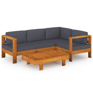 vidaXL Wooden Lounge Set Dark grey, Natural acacia wood - 1 of 4